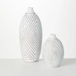 Kirkland's Home And Gold Ribbed Mod Vases, Set Of 2- Vases