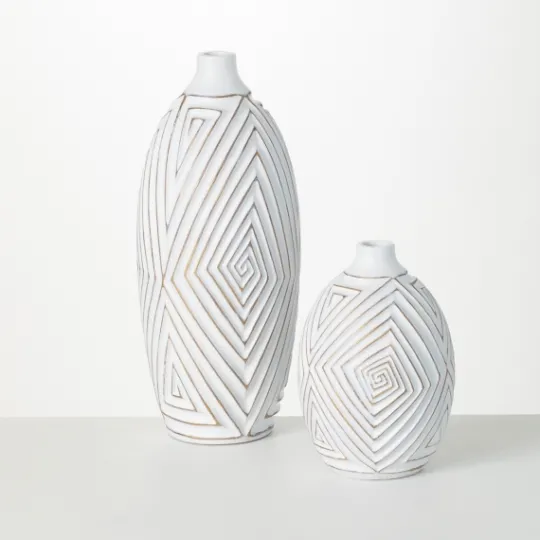 Kirkland's Home And Gold Ribbed Mod Vases, Set Of 2- Vases