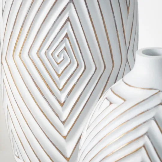 Kirkland's Home And Gold Ribbed Mod Vases, Set Of 2- Vases
