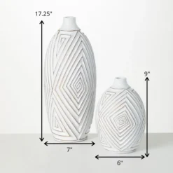 Kirkland's Home And Gold Ribbed Mod Vases, Set Of 2- Vases