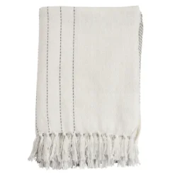 Kirkland's Home And Gray Striped And Fringe Throw Blanket- Blankets & Throws