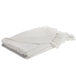 Kirkland's Home And Gray Striped And Fringe Throw Blanket- Blankets & Throws