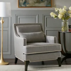 Kirkland's Home And Ivory Trim Upholstered Armchair- Accent Chairs