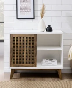 Kirkland's Home And Oak Sliding Slat Door Console Table- Console Tables
