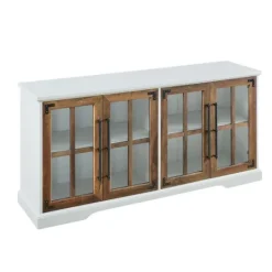 Kirkland's Home And Rustic Oak Glass Door Tv Stand- Tv Stands & Media Consoles
