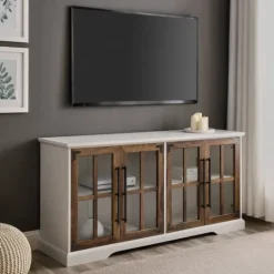 Kirkland's Home And Rustic Oak Glass Door Tv Stand- Tv Stands & Media Consoles