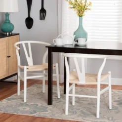 Kirkland's Home And Tan Wishbone Dining Chairs, Set Of 2- Dining Chairs