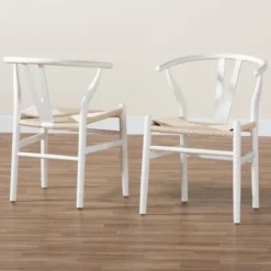 Kirkland's Home And Tan Wishbone Dining Chairs, Set Of 2- Dining Chairs