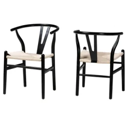 Kirkland's Home And Tan Wishbone Dining Chairs, Set Of 2- Dining Chairs