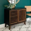Kirkland's Home And Walnut Sliding Slat Door Console Table- Console Tables