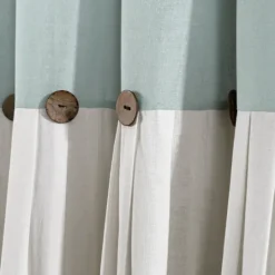 Kirkland's Home And White Button Accent Linen Shower Curtain- Shower Curtains