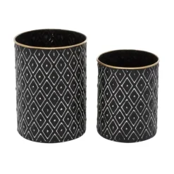 Kirkland's Home And White Embossed Diamond Jars, Set Of 2- Decorative Bowls & Jars