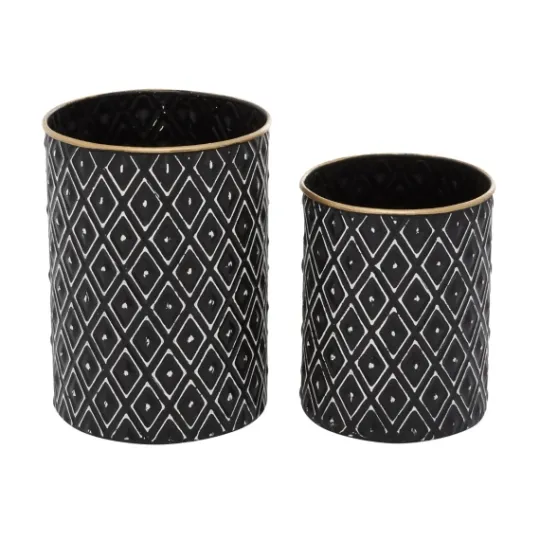 Kirkland's Home And White Embossed Diamond Jars, Set Of 2- Decorative Bowls & Jars