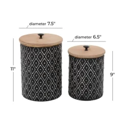 Kirkland's Home And White Embossed Diamond Jars, Set Of 2- Decorative Bowls & Jars