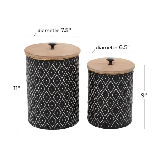 Kirkland's Home And White Embossed Diamond Jars, Set Of 2- Decorative Bowls & Jars