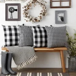 Kirkland's Home And White Gingham Pillow Covers, Set Of 4- Pillows