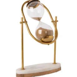 Kirkland's Home And White Marble Base Hourglass- Decorative Accents