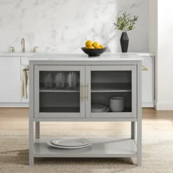 Kirkland's Home And White Marble Top Kitchen Island- Kitchen Islands & Bar Carts