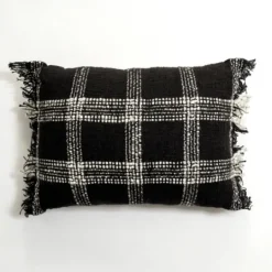 Kirkland's Home And White Open Plaid Lumbar Pillow- Pillows