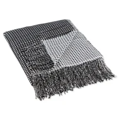 Kirkland's Home And White Waffle Knit Fringe Throw- Blankets & Throws