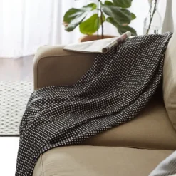 Kirkland's Home And White Waffle Knit Fringe Throw- Blankets & Throws