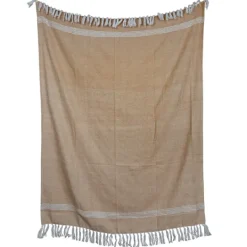 Kirkland's Home And White With Fringe Throw Blanket- Blankets & Throws