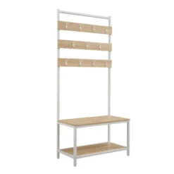 Kirkland's Home And White Wood Bench Hall Tree- Entryway Furniture