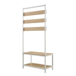 Kirkland's Home And White Wood Bench Hall Tree- Entryway Furniture