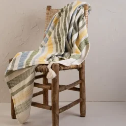 Kirkland's Home And Yellow Stripe Throw Blanket- Blankets & Throws