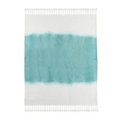 Kirkland's Home Angel Blue Shibori Slab Fringe Throw- Blankets & Throws