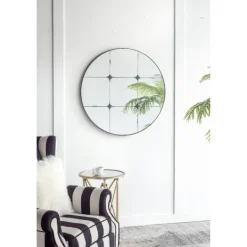 Kirkland's Home Antique Black Floral Panel Round Mirror- Decorative Mirrors