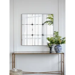 Kirkland's Home Antique Black Floral Panel Square Mirror- Decorative Mirrors