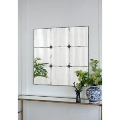 Kirkland's Home Antique Black Floral Panel Square Mirror- Decorative Mirrors