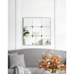 Kirkland's Home Antique Black Floral Panel Square Mirror- Decorative Mirrors