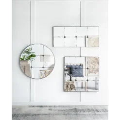 Kirkland's Home Antique Black Floral Panel Square Mirror- Decorative Mirrors
