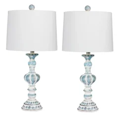 Kirkland's Home Antique Blue Candlestick Table Lamps, Set Of 2- Table Lamps