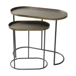 Kirkland's Home Antique Brass Metal Nesting Tables, Set Of 2- Accent & End Tables