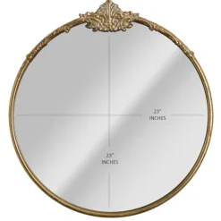 Kirkland's Home Antique Brass Metal Ornate Round Mirror- Decorative Mirrors