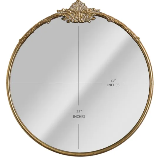 Kirkland's Home Antique Brass Metal Ornate Round Mirror- Decorative Mirrors