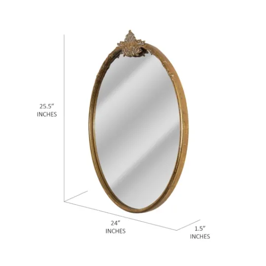 Kirkland's Home Antique Brass Metal Ornate Round Mirror- Decorative Mirrors
