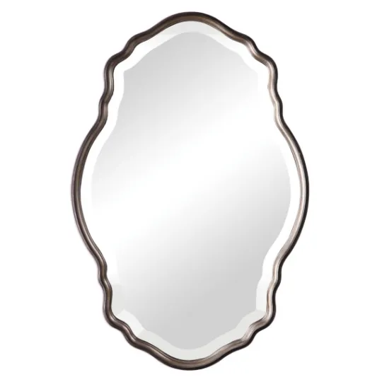 Kirkland's Home Antique Bronze And Silver Curved Wooden Mirror- Decorative Mirrors