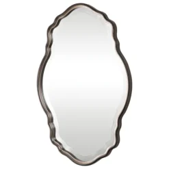 Kirkland's Home Antique Bronze And Silver Curved Wooden Mirror- Decorative Mirrors