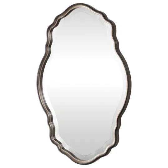 Kirkland's Home Antique Bronze And Silver Curved Wooden Mirror- Decorative Mirrors