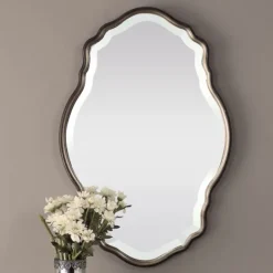 Kirkland's Home Antique Bronze And Silver Curved Wooden Mirror- Decorative Mirrors