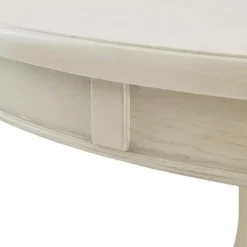 Kirkland's Home Antique Cream Wood Pedestal Round Dining Table- Dining Tables