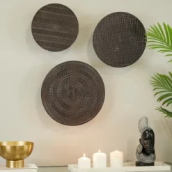 Kirkland's Home Antique Dark Geometric 3-Pc. Wall Plaque Set- Wall Plaques
