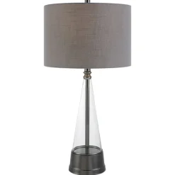Kirkland's Home Antique Dark Nickel Cone Base Table Lamp- Table Lamps