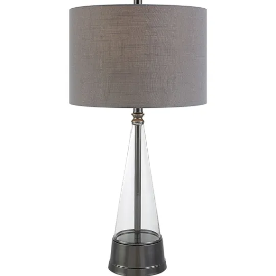 Kirkland's Home Antique Dark Nickel Cone Base Table Lamp- Table Lamps