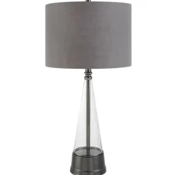 Kirkland's Home Antique Dark Nickel Cone Base Table Lamp- Table Lamps