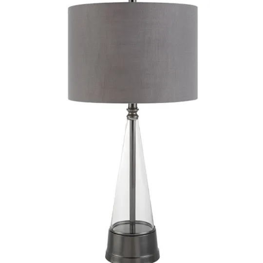Kirkland's Home Antique Dark Nickel Cone Base Table Lamp- Table Lamps